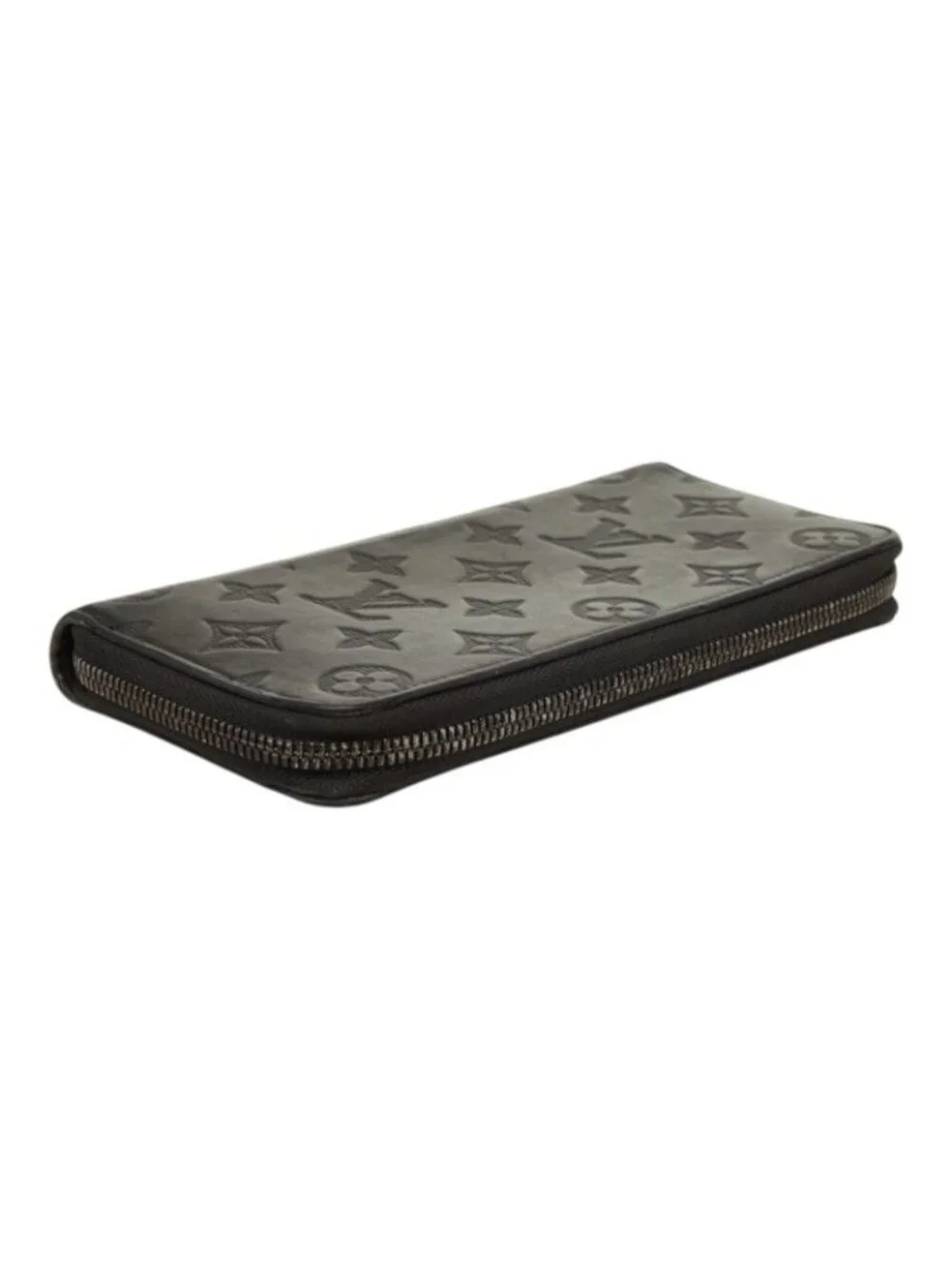 Louis Vuitton Monogram Shadow Zippy Wallet Vertical Black Leather
